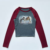 Grey And Red Horse Karma Print Raglan T-Shirt