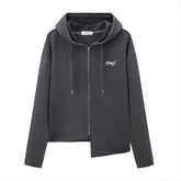 Grey Asymmetrical Hooded Jacket