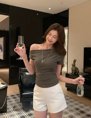 Grey Asymmetrical One Shoulder Top