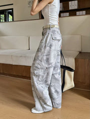 Grey Camouflage Loose Cargo Pants