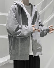 Grey Classic Oversized Hooded Jacket