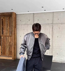 Grey Classic Winter Bomber Jacket