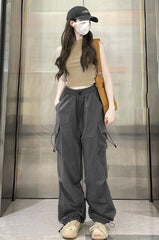 Grey Drawstring Cargo Pants