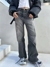 Grey Faded Rugged Workwear Jeans