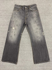 Grey Faded Rugged Workwear Jeans