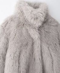 Grey Faux Fur Collared Jacket