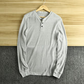 Grey Half Buttoned Long Sleeve T-Shirt