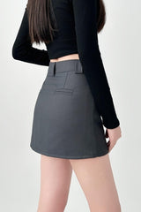 Grey High Waist A Line Skirt
