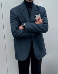 Blue Houndstooth Blazer Jacket