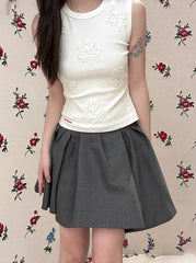 Grey Irregular Pleats Skirt