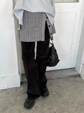 Grey Knitted Button Down Skirt
