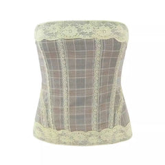 Grey Lace Plaid Tube Top