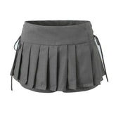Grey Laced-Up Sides Pleated Skort