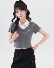 Grey Layered Collared T-Shirt