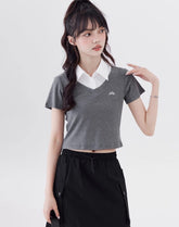 Grey Layered Collared T-Shirt