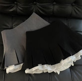 Grey Layered Hem Pleated Mini Skirt
