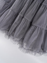 Grey Layered Tulle Cake Skirt