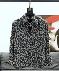 Dark Grey Leopard Pattern Shirt