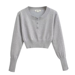 Grey Long Sleeve Top And Skirt Set