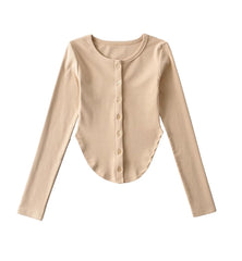 Grey Long Sleeves Corset-Style Top