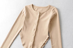 Grey Long Sleeves Corset-Style Top
