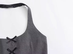 Grey Mini Bows Halter Top