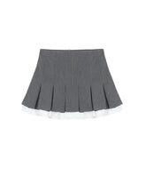 Grey Pleated Double Layer Skirt