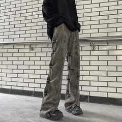 Grey Pleated Sides Jeans