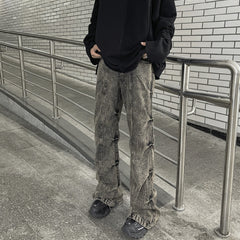 Grey Pleated Sides Jeans