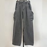 Grey Puffed-Up Pocket Denim Pants