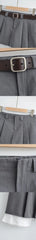 Grey Raw Hem Pleated Skirt