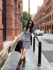Grey Ribbed V-Neck Cardigan