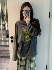Grey 'Roots Of Life' Long Sleeve Washed T-Shirt
