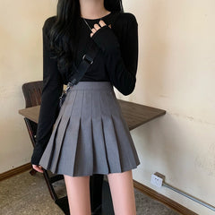 Grey School Girl Pleated Skirt