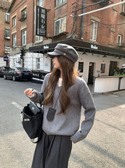 Grey Soft Classic Crewneck Knit Sweater