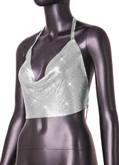 Grey Sparkly Backless Top