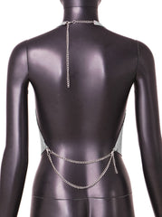 Grey Sparkly Backless Top