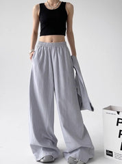 Grey Stripes Removable Tie Waist Pants