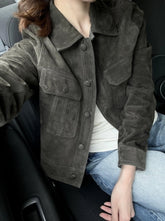 Grey Vintage Suede Collared Jacket