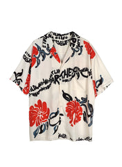 Beige Written Floral Shirt