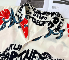 Beige Written Floral Shirt
