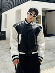 Black Faux Leather Bomber Jacket