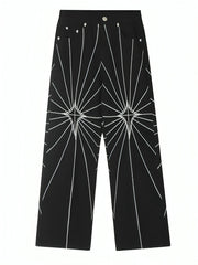 Black Spider Web Embroidery Jeans