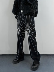 Black Spider Web Embroidery Jeans