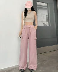 Pink Cargo Drawstring Pants