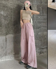 Pink Cargo Drawstring Pants