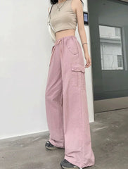 Pink Cargo Drawstring Pants