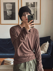 Henley Long Sleeve Casual T Shirt