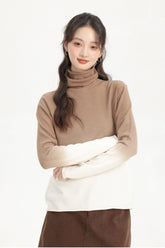 Brown Gradient Turtleneck Sweater
