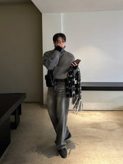 High-Neck Pullover Sweater